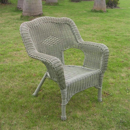 International Caravan Camelback Resin Wicker Patio Chair, Antique Moss 3180-1CH-AM